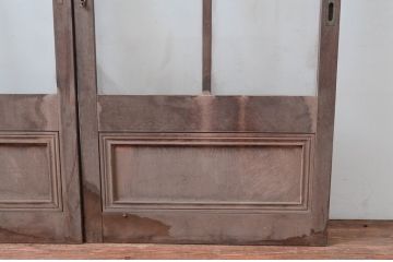 アンティーク建具　作りが良く背の高いガラス戸2枚セット(引き戸)(R-080960)