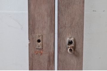 アンティーク建具　作りが良く背の高いガラス戸2枚セット(引き戸)(R-080960)
