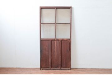 アンティーク建具　腰板のデザインが良いね!　作りの良いガラス戸1枚(引き戸)(R-080961)