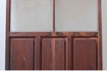 アンティーク建具　腰板のデザインが良いね!　作りの良いガラス戸1枚(引き戸)(R-080961)