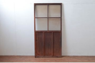 アンティーク建具　腰板のデザインが良いね!　作りの良いガラス戸1枚(引き戸)(R-080961)