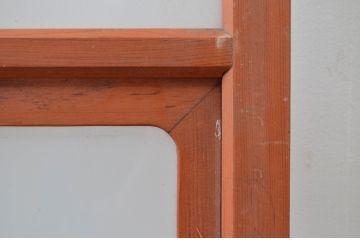 アンティーク建具　お部屋に光をたっぷりと取り込めるレトロなガラス戸1枚(引き戸)(R-080971)