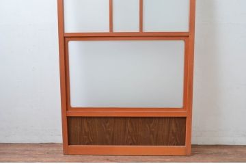 アンティーク建具　お部屋に光をたっぷりと取り込めるレトロなガラス戸1枚(引き戸)(R-080971)