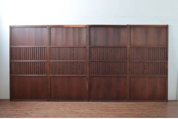 アンティーク建具　上質な和の空間を演出する無双戸4枚セット(無双帯戸、引き戸、格子戸、板戸、帯戸)(R-080974)