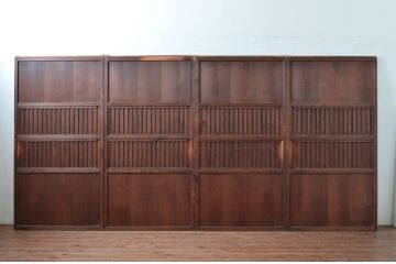 アンティーク建具　上質な和の空間を演出する無双戸4枚セット(無双帯戸、引き戸、格子戸、板戸、帯戸)(R-080974)