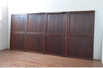 アンティーク建具　古民家風インテリアにおすすめの帯戸4枚セット(板戸、引き戸)(R-080975)