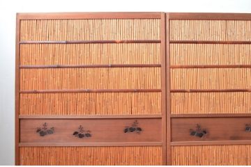 アンティーク建具　上手物!!　腰板無双付き!透かし彫りの桐紋が上品な夏戸4枚セット(引き戸、簾戸、簀戸、葭戸、すど、夏障子)(R-080976)