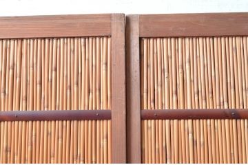 アンティーク建具　上手物!!　腰板無双付き!透かし彫りの桐紋が上品な夏戸4枚セット(引き戸、簾戸、簀戸、葭戸、すど、夏障子)(R-080976)