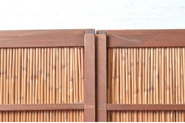 アンティーク建具　上手物!!　腰板無双付き!透かし彫りの桐紋が上品な夏戸4枚セット(引き戸、簾戸、簀戸、葭戸、すど、夏障子)(R-080976)