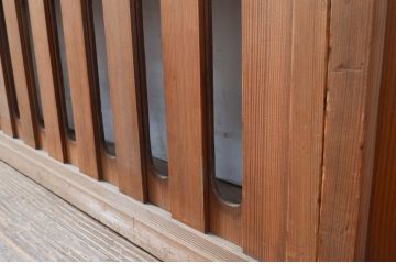 アンティーク建具　上手物!!　腰板無双付き!透かし彫りの桐紋が上品な夏戸4枚セット(引き戸、簾戸、簀戸、葭戸、すど、夏障子)(R-080976)