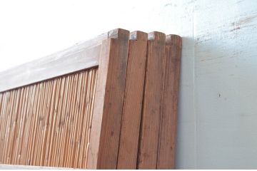 アンティーク建具　上手物!!　腰板無双付き!透かし彫りの桐紋が上品な夏戸4枚セット(引き戸、簾戸、簀戸、葭戸、すど、夏障子)(R-080976)