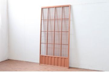 アンティーク建具　腰板無双付き!涼しげで情緒あふれる夏戸1枚(引き戸、簾戸、簀戸、葭戸、すど、夏障子)(R-080977)