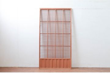 アンティーク建具　腰板無双付き!涼しげで情緒あふれる夏戸1枚(引き戸、簾戸、簀戸、葭戸、すど、夏障子)(R-080977)