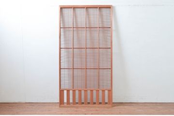 アンティーク建具　腰板無双付き!涼しげで情緒あふれる夏戸1枚(引き戸、簾戸、簀戸、葭戸、すど、夏障子)(R-080977)