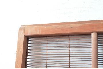 アンティーク建具　腰板無双付き!涼しげで情緒あふれる夏戸1枚(引き戸、簾戸、簀戸、葭戸、すど、夏障子)(R-080977)