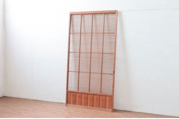 アンティーク建具　腰板無双付き!涼しげで情緒あふれる夏戸1枚(引き戸、簾戸、簀戸、葭戸、すど、夏障子)(R-080978)
