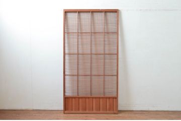 アンティーク建具　腰板無双付き!涼しげで情緒あふれる夏戸1枚(引き戸、簾戸、簀戸、葭戸、すど、夏障子)(R-080978)