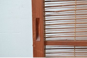 アンティーク建具　腰板無双付き!涼しげで情緒あふれる夏戸1枚(引き戸、簾戸、簀戸、葭戸、すど、夏障子)(R-080978)