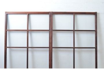 アンティーク建具　シンプルな作りが取り入れやすい!作りの良いガラス戸2枚セット(引き戸、建具)(R-080979)