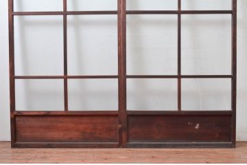アンティーク建具　シンプルな作りが取り入れやすい!作りの良いガラス戸2枚セット(引き戸、建具)(R-080979)