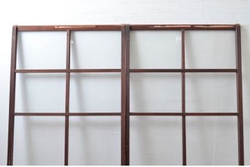 アンティーク建具　シンプルな作りが取り入れやすい!作りの良いガラス戸2枚セット(引き戸、建具)(R-080979)