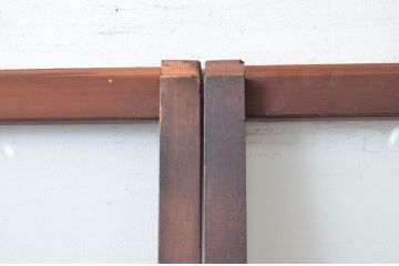 アンティーク建具　シンプルな作りが取り入れやすい!作りの良いガラス戸2枚セット(引き戸、建具)(R-080979)