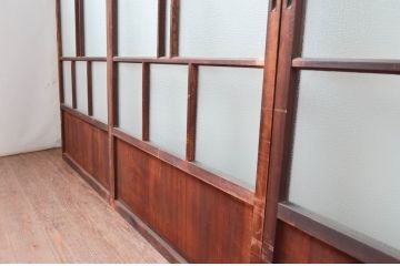 アンティーク建具　上手物!!　大正ロマンな情緒を感じるガラス戸4枚セット(引き戸、建具)(R-080981)