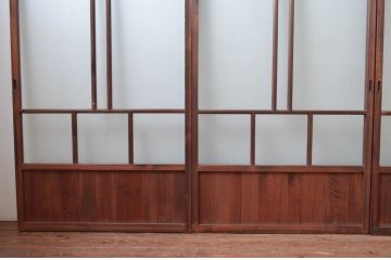 アンティーク建具　上手物!!　大正ロマンな情緒を感じるガラス戸4枚セット(引き戸、建具)(R-080981)