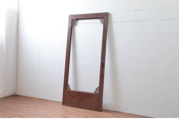 アンティーク建具　ペイント仕上げ限定!　大正ロマンなデザインが魅力的な背の高い大判ガラス戸1枚(引き戸、枠、建具)(R-080982)