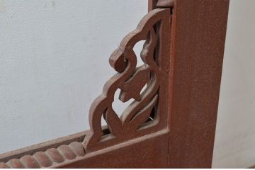 アンティーク建具　ペイント仕上げ限定!　大正ロマンなデザインが魅力的な背の高い大判ガラス戸1枚(引き戸、枠、建具)(R-080982)