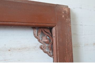 アンティーク建具　ペイント仕上げ限定!　大正ロマンなデザインが魅力的な背の高い大判ガラス戸1枚(引き戸、枠、建具)(R-080982)