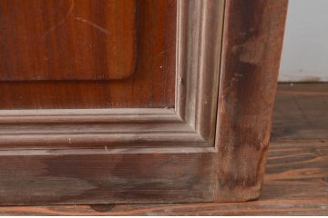 アンティーク建具　腰板欅(ケヤキ)材　和の風情感じられる裏障子付きの格子戸4枚セット(引き戸、障子戸)(R-080983)