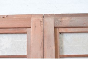 アンティーク建具　腰板欅(ケヤキ)材　和の風情感じられる裏障子付きの格子戸4枚セット(引き戸、障子戸)(R-080983)