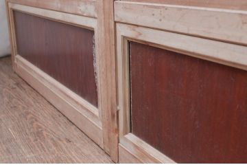 アンティーク建具　腰板欅(ケヤキ)材　和の風情感じられる裏障子付きの格子戸4枚セット(引き戸、障子戸)(R-080983)