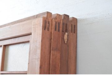 アンティーク建具　腰板欅(ケヤキ)材　和の風情感じられる裏障子付きの格子戸4枚セット(引き戸、障子戸)(R-080983)