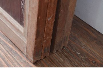 アンティーク建具　腰板欅(ケヤキ)材　和の風情感じられる裏障子付きの格子戸4枚セット(引き戸、障子戸)(R-080983)