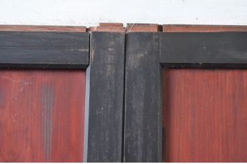 アンティーク建具　古民家インテリアの空間づくりにおすすめなガラス帯戸4枚セット(引き戸、板戸)(R-080984)