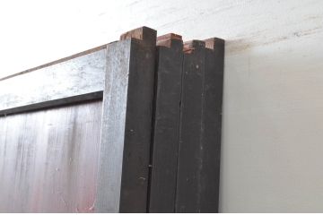 アンティーク建具　古民家インテリアの空間づくりにおすすめなガラス帯戸4枚セット(引き戸、板戸)(R-080984)