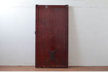 アンティーク建具　総欅(ケヤキ)材　古い木味や金具が時代の流れを感じる蔵戸1枚(引き戸、玄関戸)(R-080987)