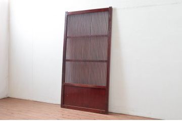 アンティーク建具　細かな桟が魅力的な格子蔵戸1枚(格子戸、引き戸、玄関戸)(R-080988)
