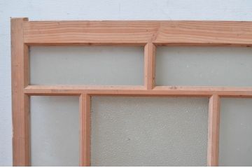 アンティーク建具　大正ロマンなデザインが魅力的な木味感じる窓2枚セット(ガラス戸、引き戸)(R-080989)