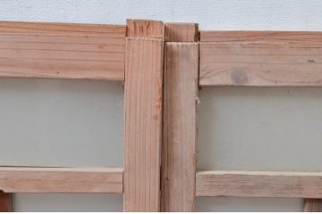 アンティーク建具　大正ロマンなデザインが魅力的な木味感じる窓2枚セット(ガラス戸、引き戸)(R-080989)