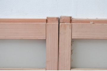 アンティーク建具　大正ロマンなデザインが魅力的な木味感じる窓2枚セット(引き戸、ガラス窓)(R-080991)