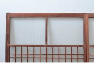 アンティーク建具　格子入り　どこか懐かしい雰囲気漂うガラス窓2枚セット(ガラス戸、引き戸)(R-080992)