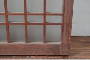 アンティーク建具　格子入り　どこか懐かしい雰囲気漂うガラス窓2枚セット(ガラス戸、引き戸)(R-080992)