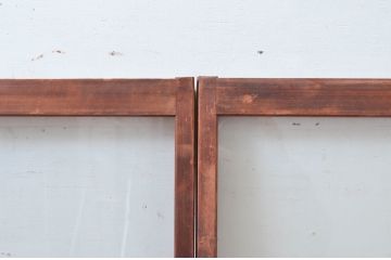 アンティーク建具　格子入り　どこか懐かしい雰囲気漂うガラス窓2枚セット(ガラス戸、引き戸)(R-080992)