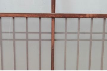 アンティーク建具　格子入り　どこか懐かしい雰囲気漂うガラス窓2枚セット(ガラス戸、引き戸)(R-080992)