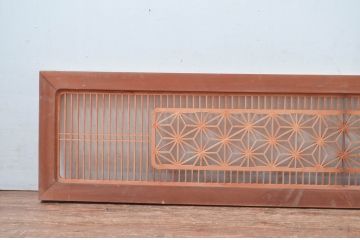 アンティーク建具　片面ガラス　凝ったデザインが魅力的な組子入り欄間1枚(明かり取り、明り取り)(R-080994)