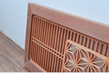 アンティーク建具　片面ガラス　凝ったデザインが魅力的な組子入り欄間1枚(明かり取り、明り取り)(R-080994)