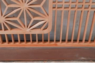 アンティーク建具　片面ガラス　凝ったデザインが魅力的な組子入り欄間1枚(明かり取り、明り取り)(R-080994)